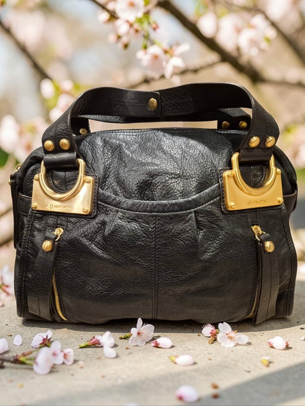 B. Makowsky Black Glove Leather Satchel